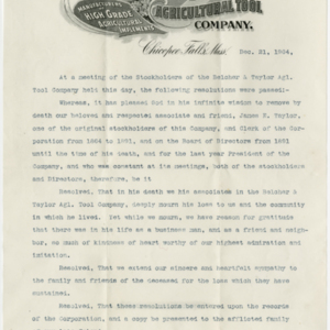 Stockholders Resolution from the Belcher &amp; Taylor Agricultural Tool Company
