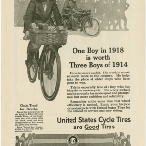 Fisk Tire Company Print Ad - One Boy in 1918 in Worth Three Boys of 1914
