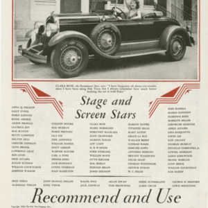 Fisk Tire Company Print Ad - Stage and Screen Star Clara Bow