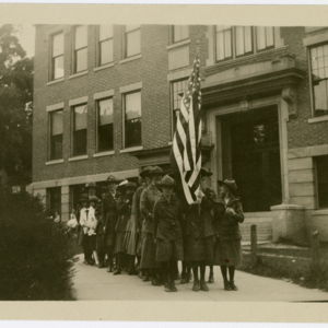 Girl Scouts with Flag
