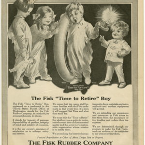 Fisk Tire Company Print Ad - The Fisk &quot;Time to Retire&quot; Boy