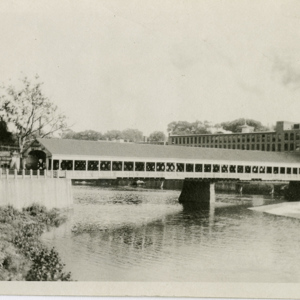 Covered Bridge over the Chicopee River with Ames Manufacturing
